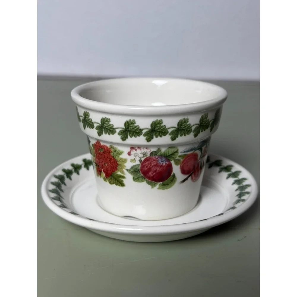 Portmeirion Pomona Mini Planter Saucer Creamer Pitcher 3 Pc Set England VTG